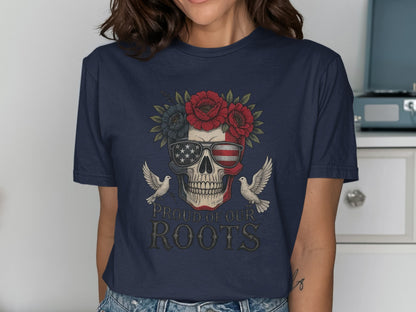 Proud Root Skull Print Graphic Novelty Shirt Product