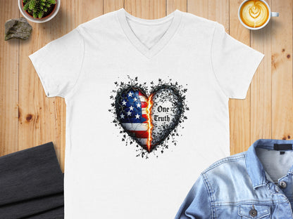 One Truth Fiery Heart Design on White T-shirt product type
