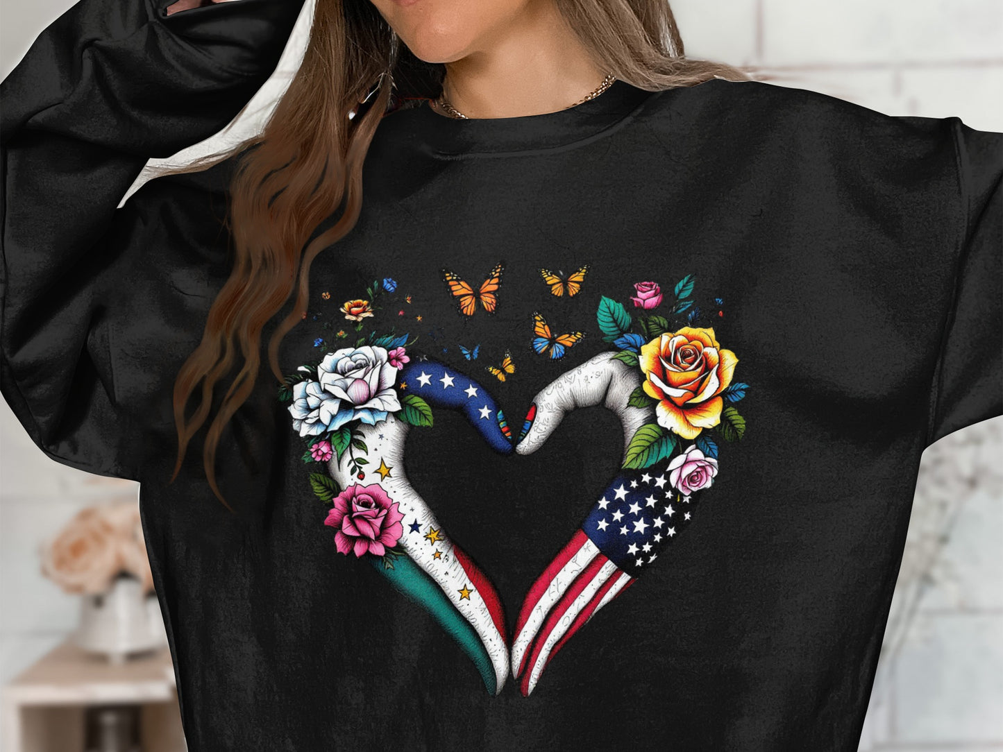 Heart Shaped Hands with Flags and Floral Product type