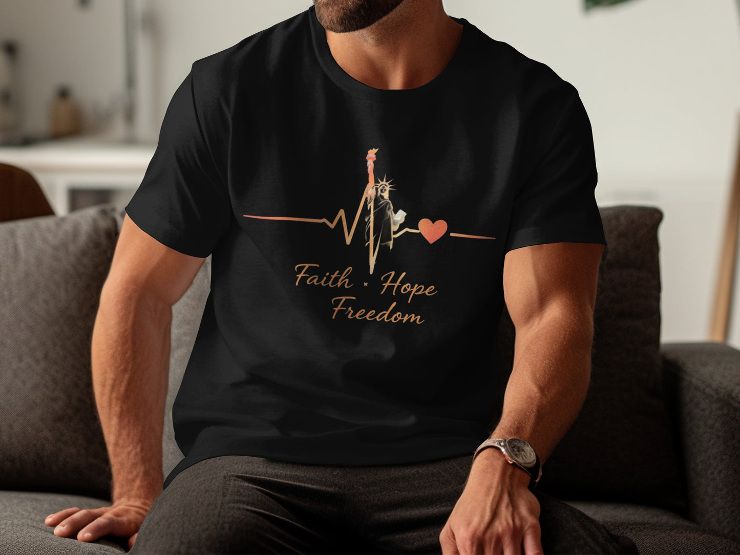 Faith Hope Freedom Heartbeat Design T-shirt product type