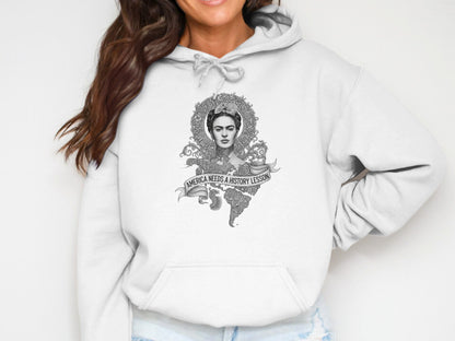 Frida Kahlo America Needs History Lesson Black Background Hoodies
