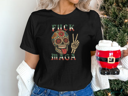 Colorful Skull with Peace Sign Design Shirt