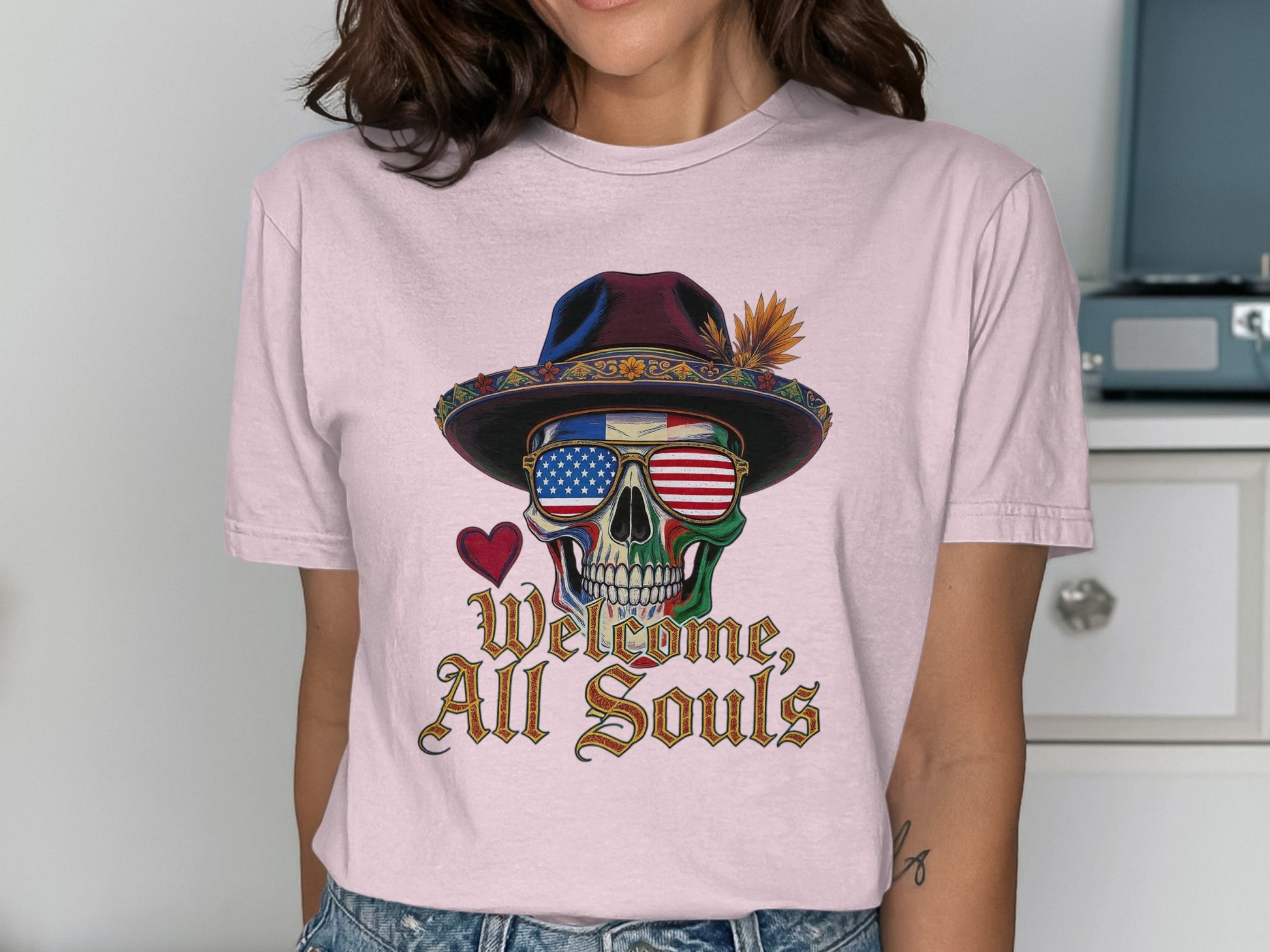 Welcome All Souls Festive Skeleton Graphic Shirt product type