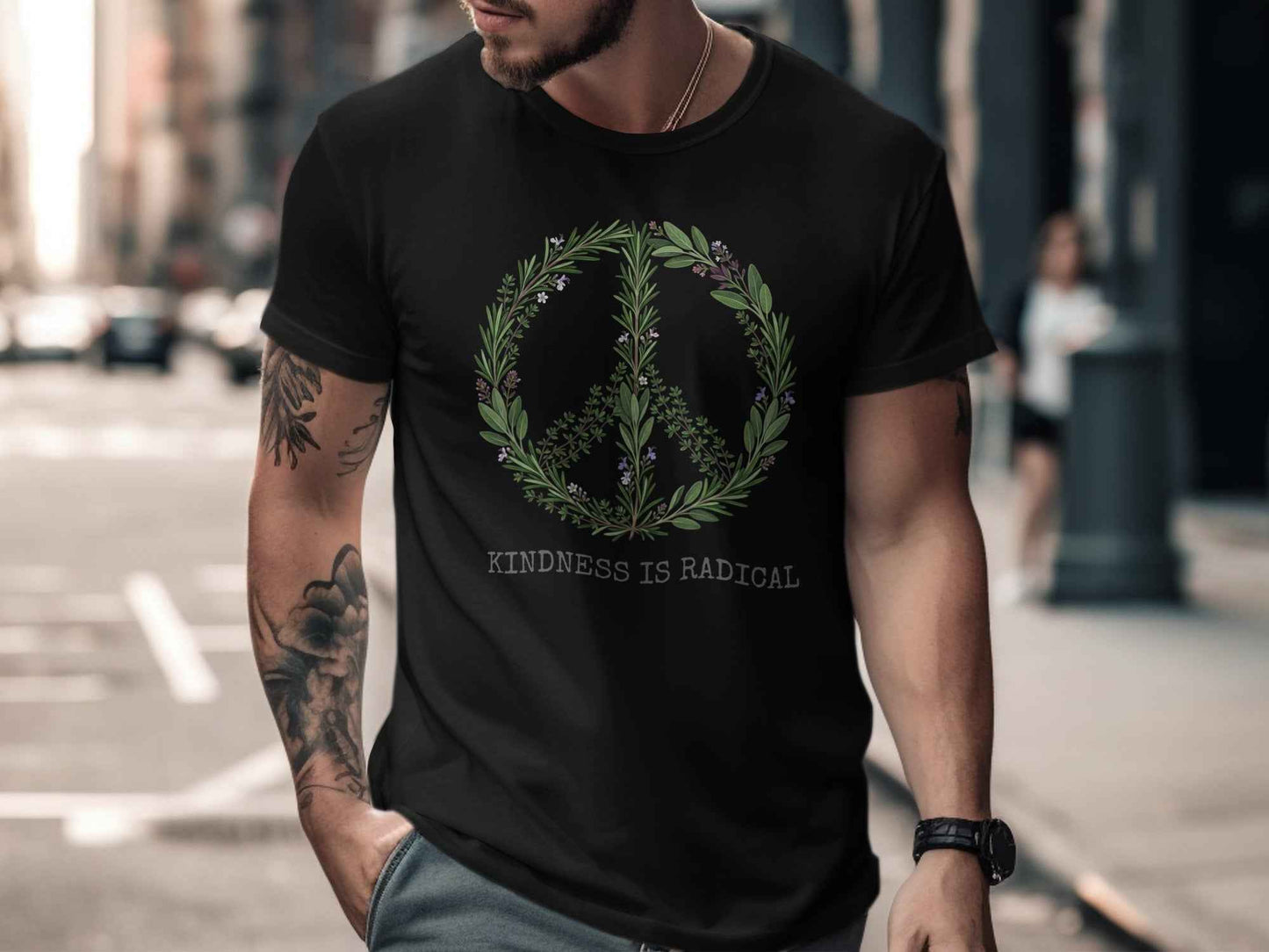 Kindness Is Radical T-Shirt, Herbal Peace Sign Tee, Botanical Peace Love, Rosemary Sage Thyme Shirt, Nature Lover Gift, Positive Vibes