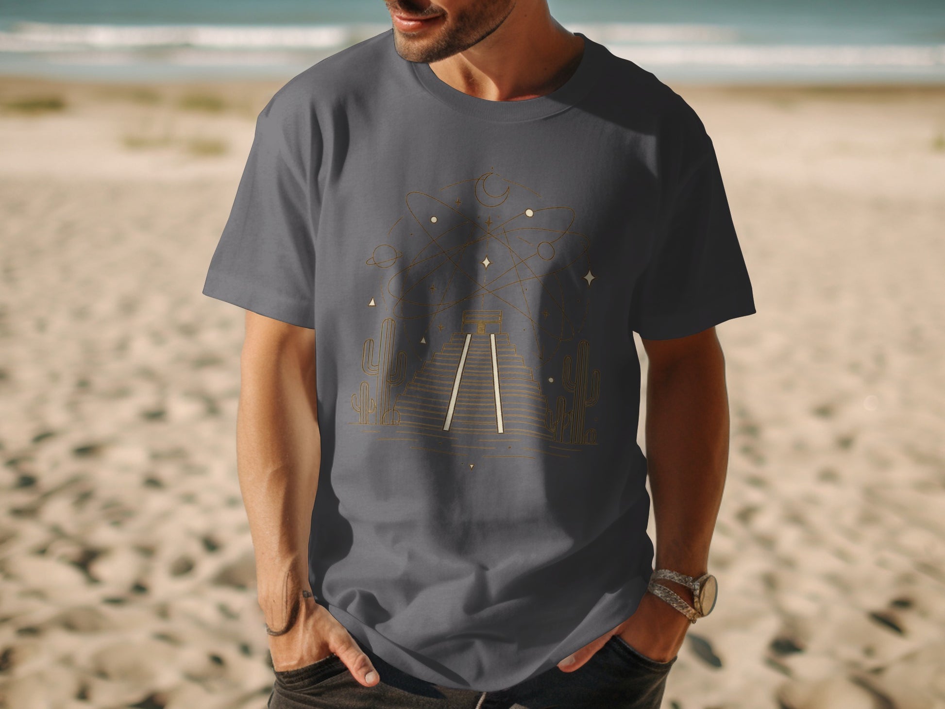 Stargazing Desert Scene Graphic on T-shirt product type