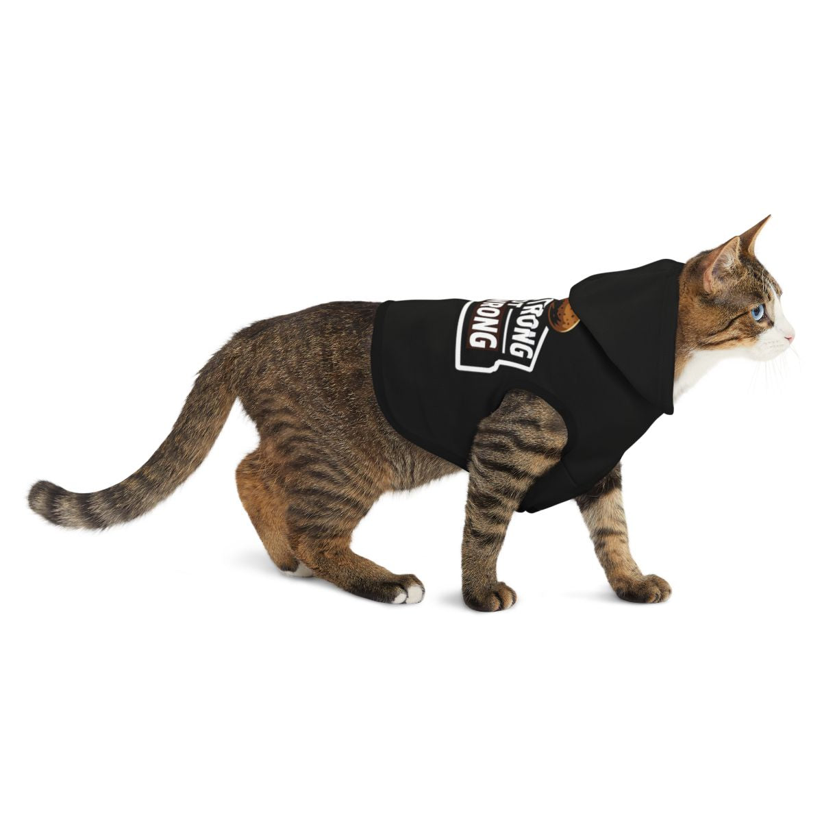 Strong Pet Black Jacket With Printed Design For Cats