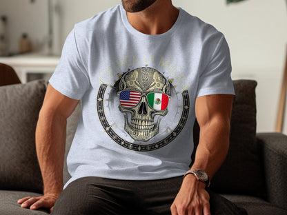 Chingala Migra Skull with Flags Graphic T-shirt product
