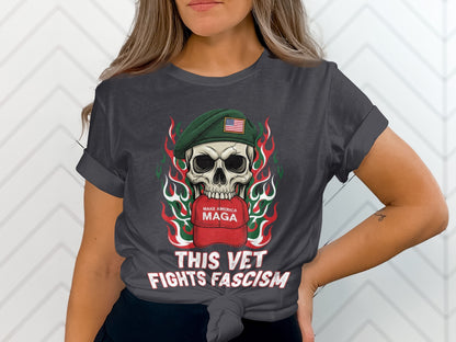 This Vet Fights Fascism Skull Graphic Shirt