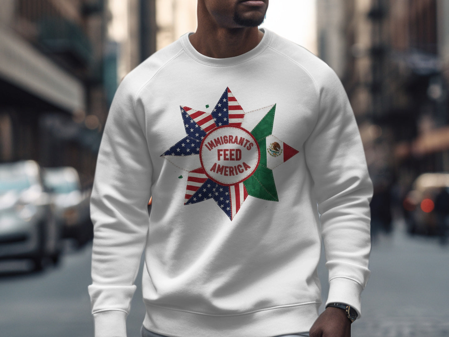 Immigrants Feed America Graphic Star Sweatshirt