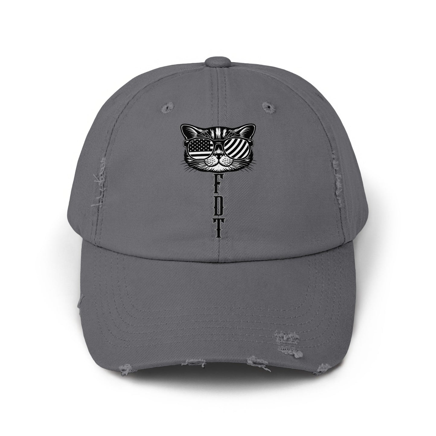 American Flag Sunglasses Cat Embroidered Grey Hat product type
