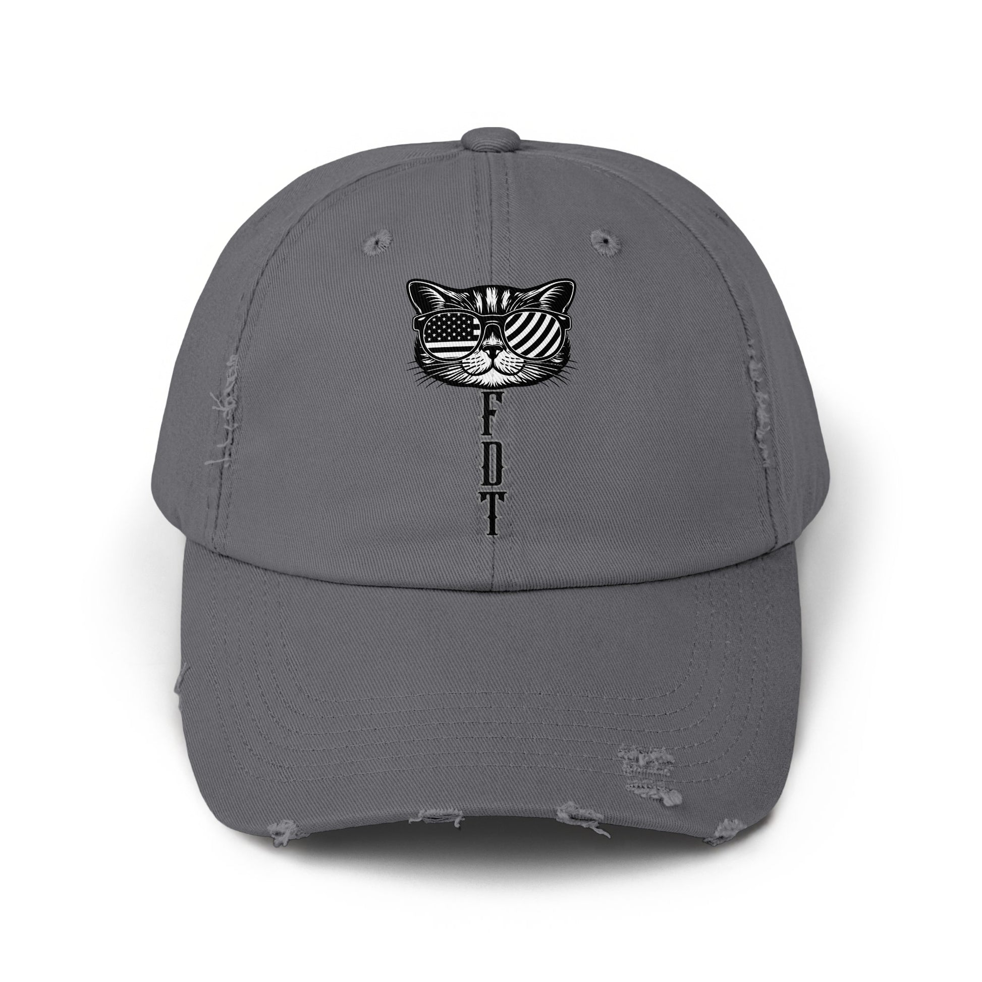 American Flag Sunglasses Cat Embroidered Grey Hat product type