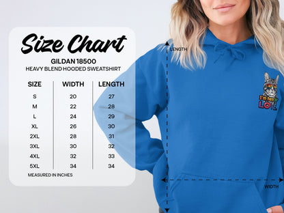 I'm Here to Love Cat Embroidered Blue Hoodie product