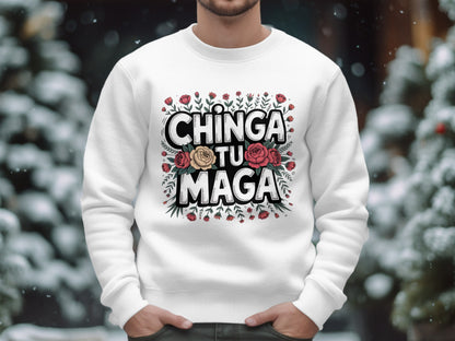 Bold Floral Chinga Tu Maga Sweatshirt product type