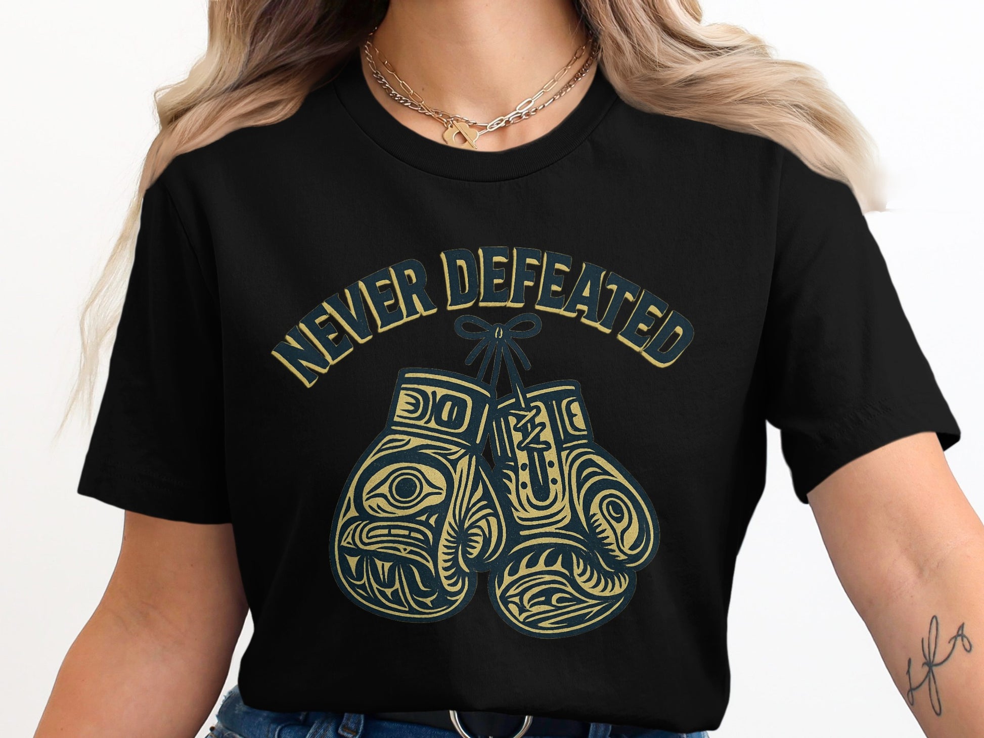 Never Defeated Printed Graphic Tee Shirt product type