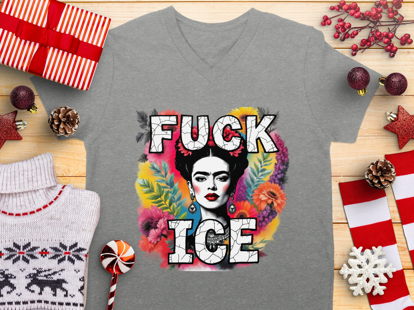 Colorful Frida Kahlo Inspired T-Shirt with Bold Text