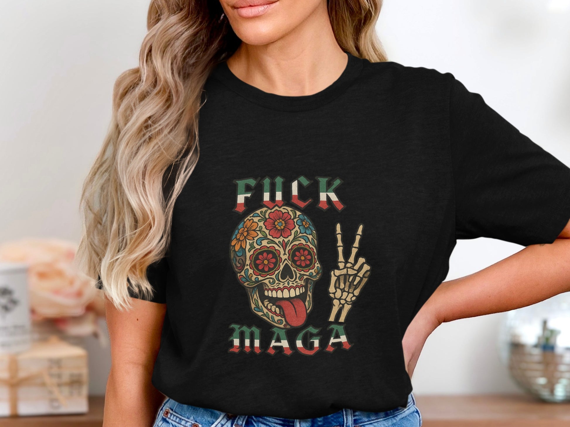 Fuck Maga Skull And Peace Sign Graphic Shirt product
