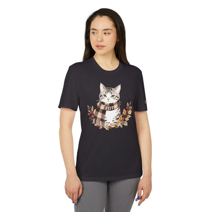Festive Cat Wearing Scarf Graphic Tee Shirt