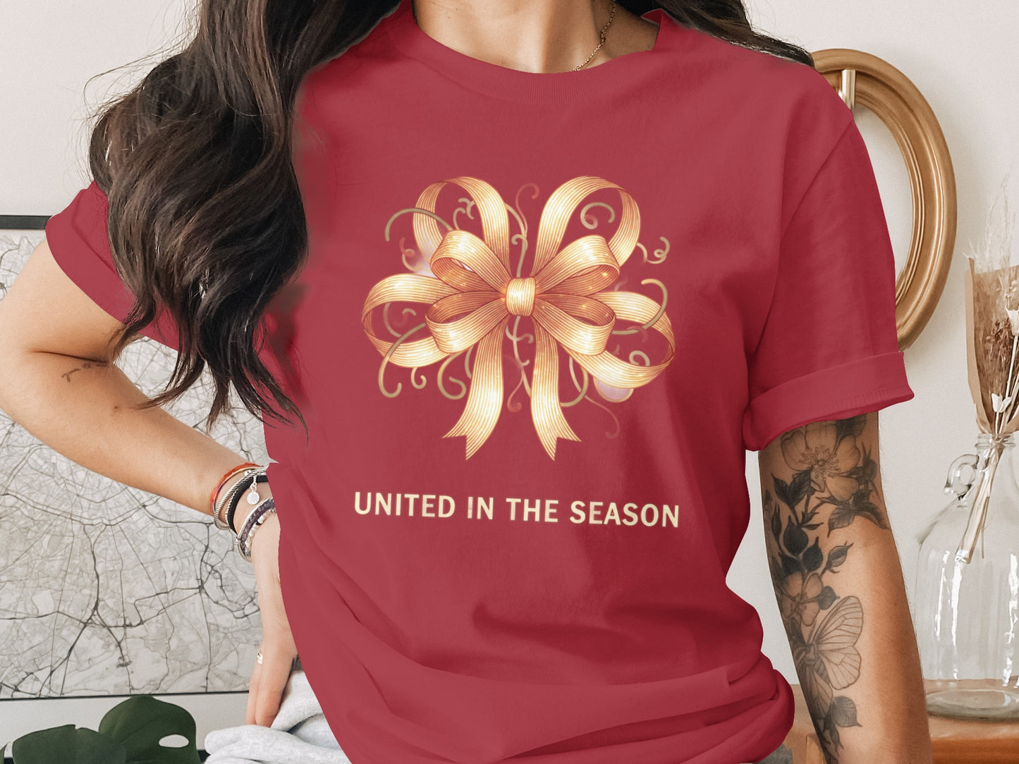 United in the Season Golden Bow Design Shirt