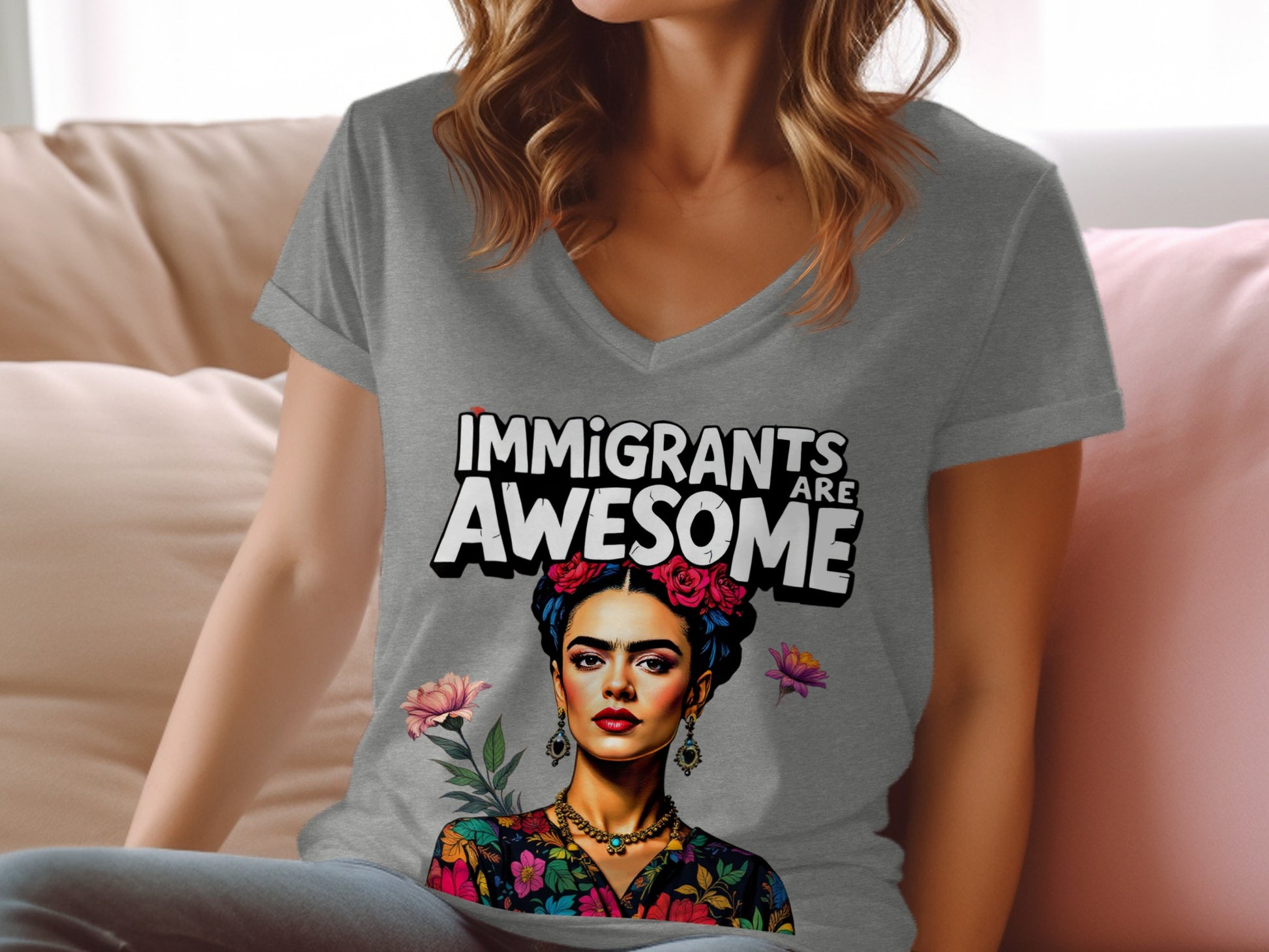 Immigrants Are Awesome Graphic on Casual Tee