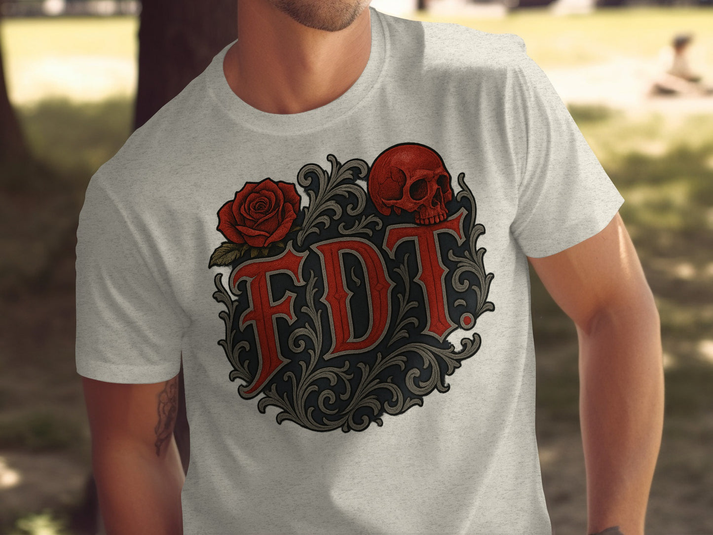 FDT Skull and Rose Graphic Design T-Shirt product