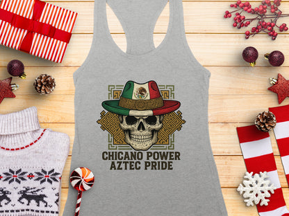 Chicano Power Aztec Pride Skull Tank Top Apparel