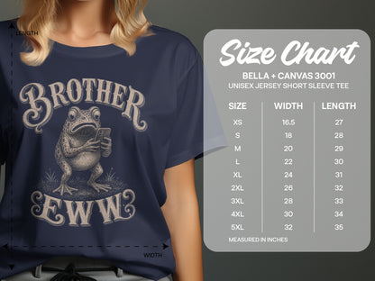 T-shirt with "BROTHER EWW" text and a frog holding a phone.