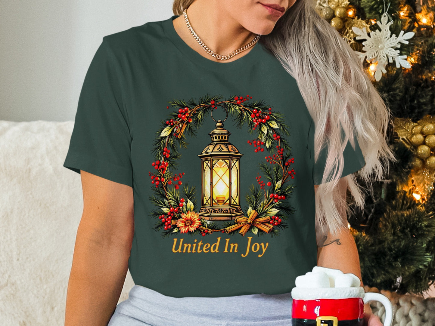 United In Joy Holiday Lantern Wreath T-shirt