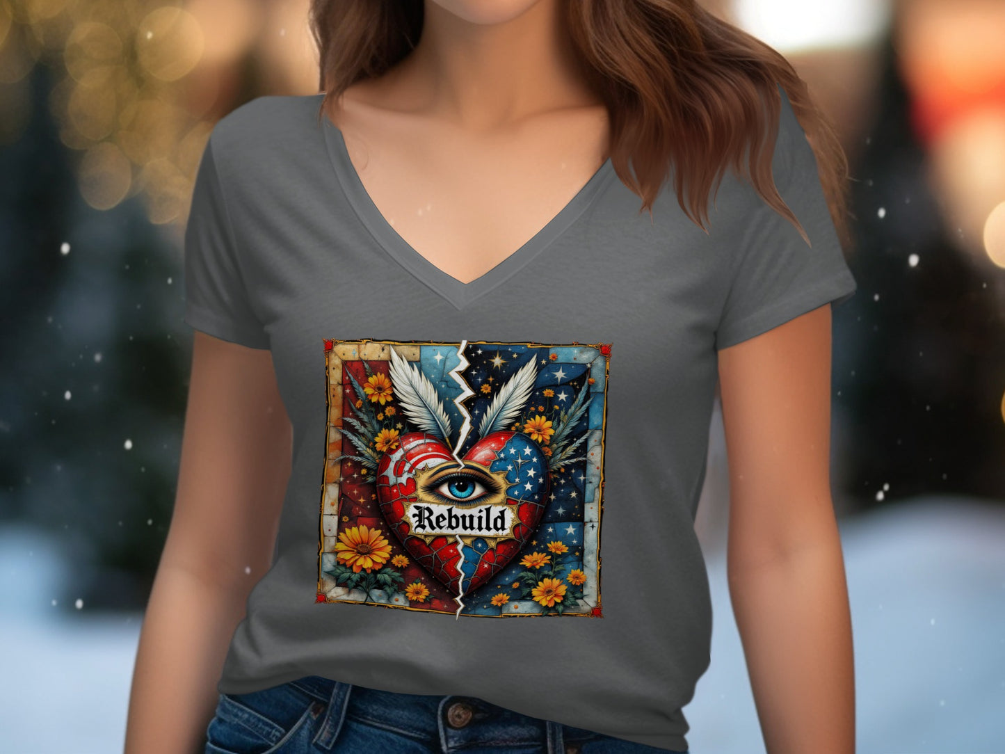 Rebuild Heart with Eye Wings and Flowers shirt product type