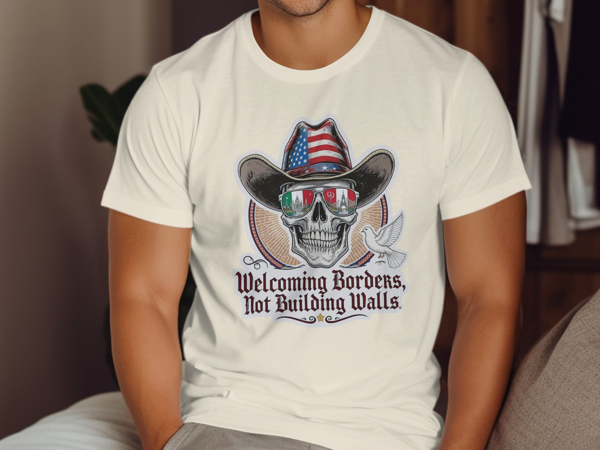 Welcoming Borders Not Building Walls graphic product