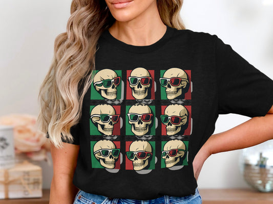 Retro Skull Design with 3D Glasses Graphic T-Shirt product