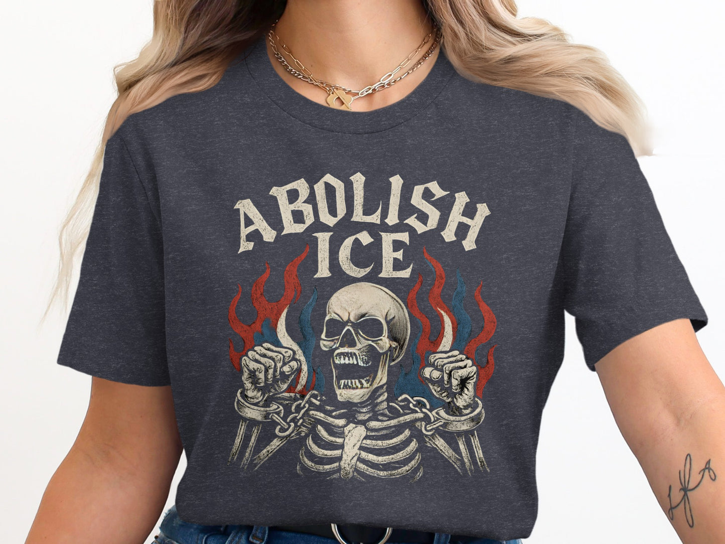 Abolish Ice Skeleton With Chains Graphic T-Shirt product type