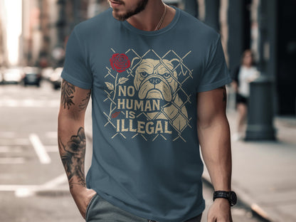 No Human Is Illegal Bulldog Graphic T-shirt