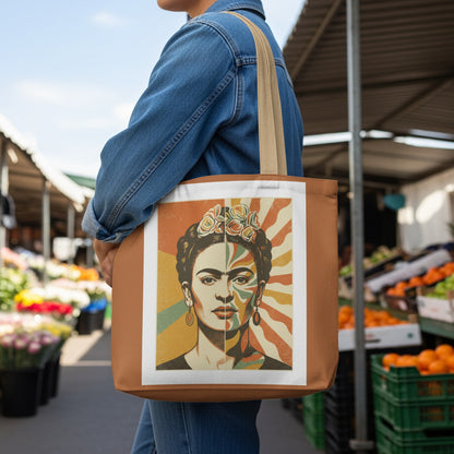 Frida Kahlo portrait on a canvas tote bag.