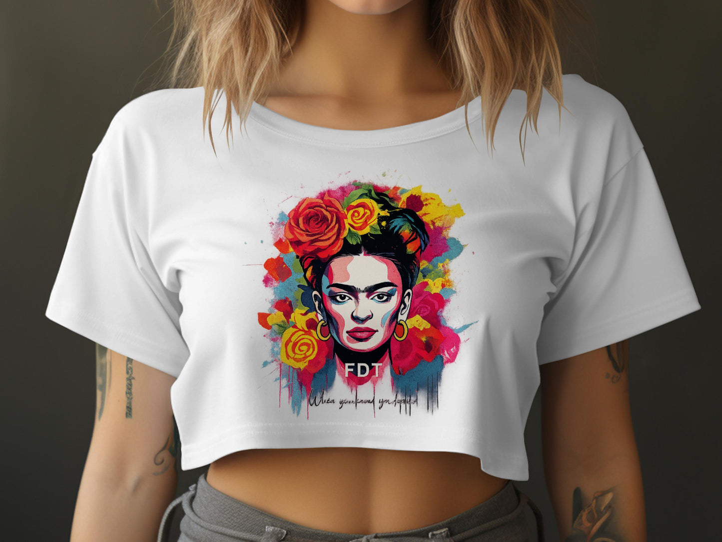 Vibrant Artistic Portrait Design FDT Crop Top product