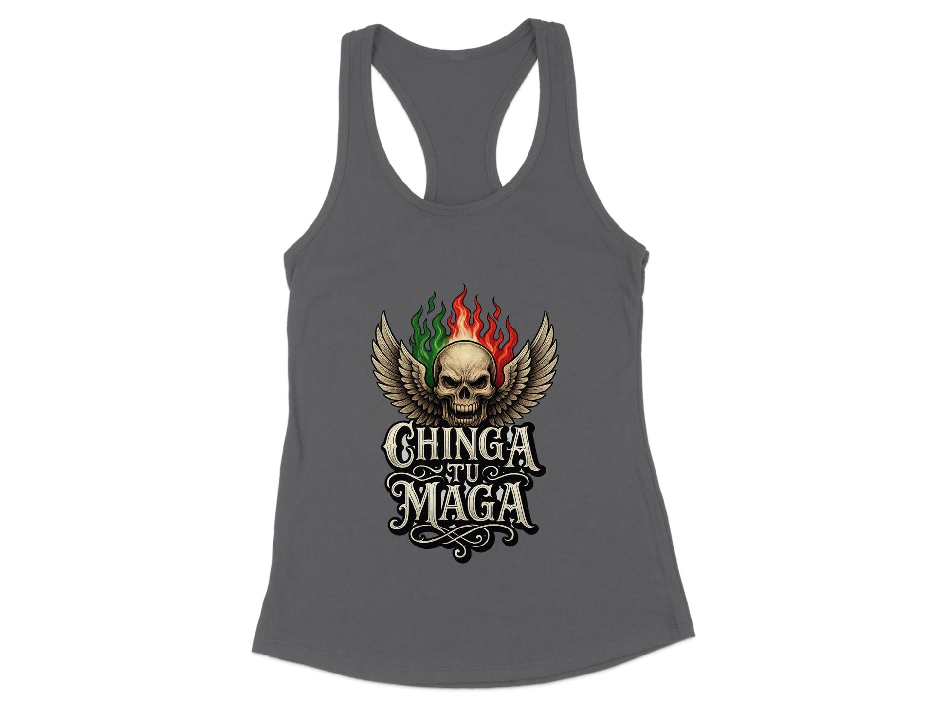 Chinga Tu Maga Winged Skull Design Tank Top product