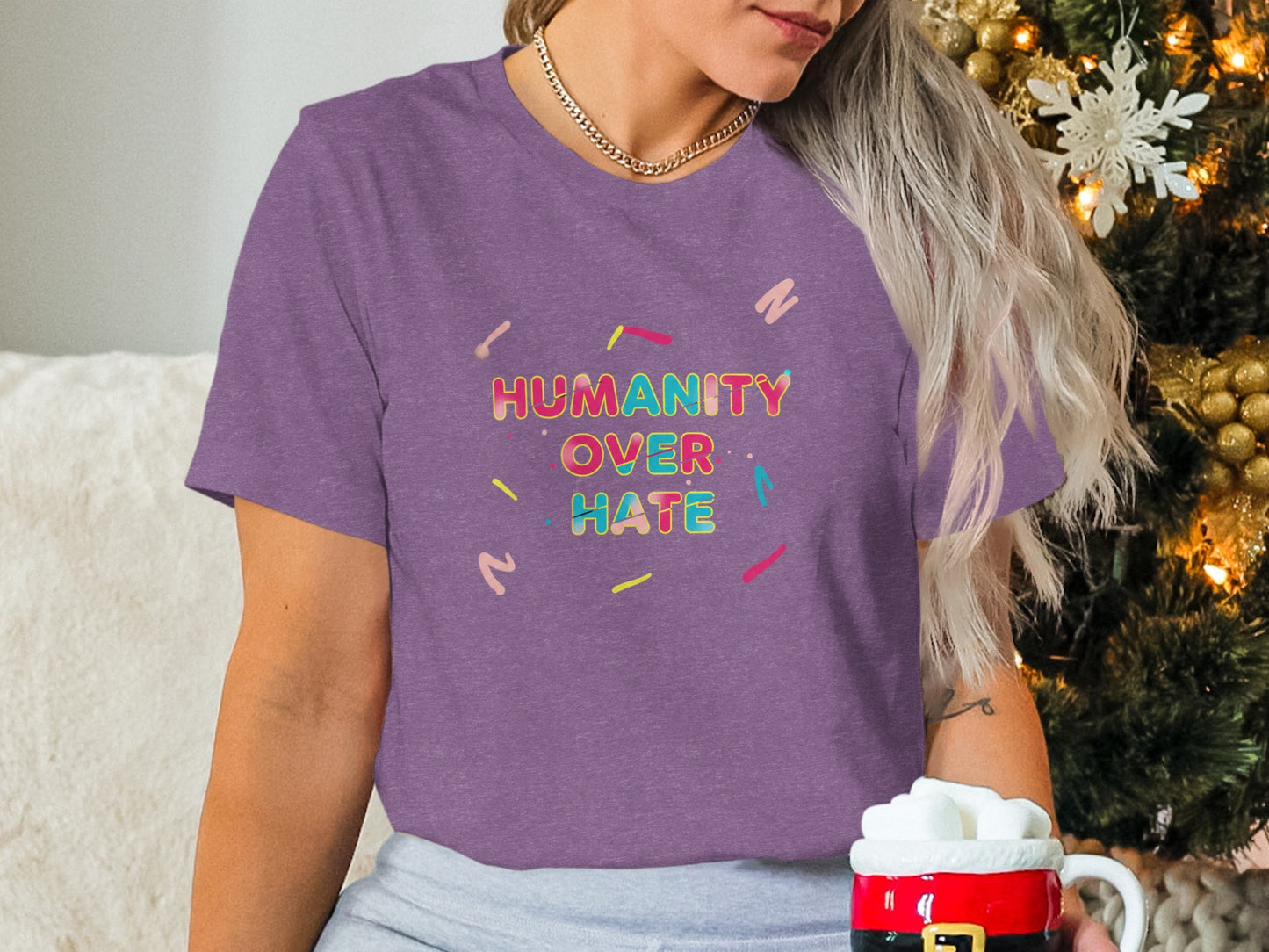 Humanity Over Hate Colorful Graphic Tee