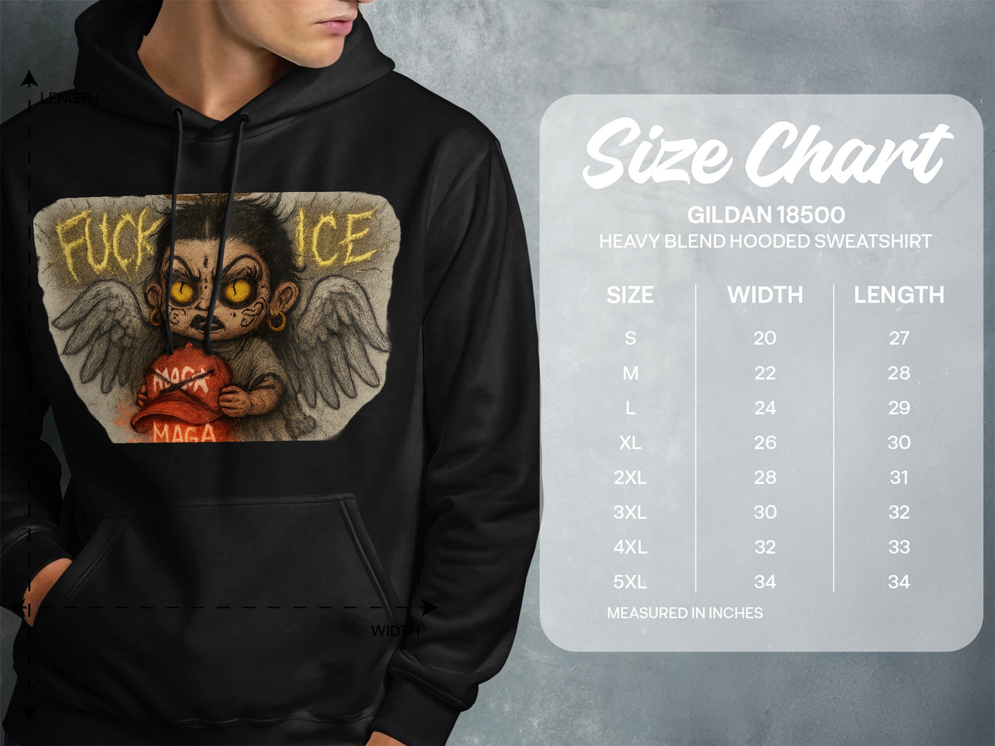 Demonic Angel Graphic Heavy Blend Hooded Sweatshirt product type