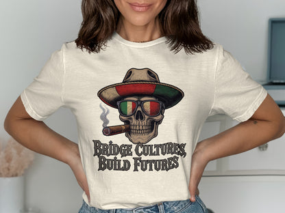 Bridge Cultures Build Futures Skull Graphic T-Shirt product