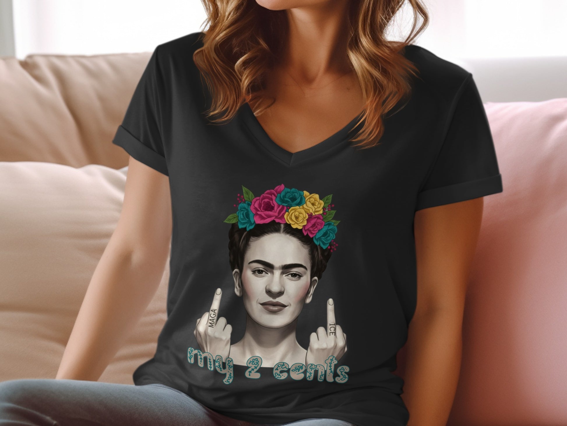 Expressive Floral Design Statement T-Shirt
