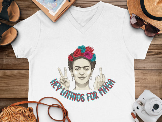 Hey Latinos for Maga V-neck T-shirt product