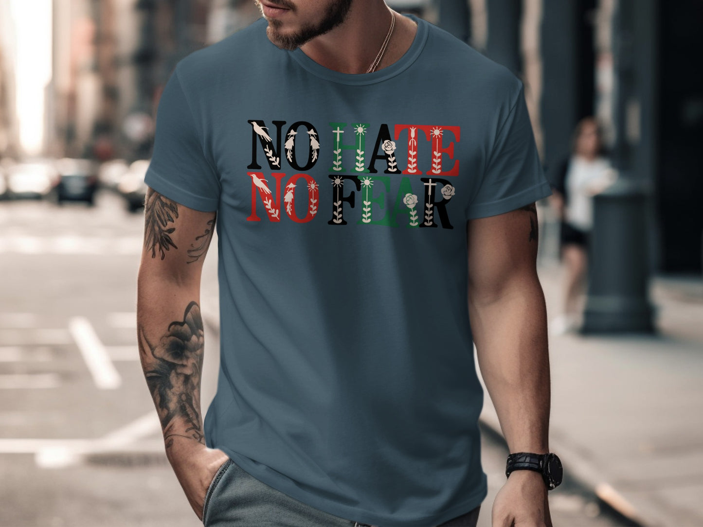 No Hate No Fear Graphic Design T-Shirt