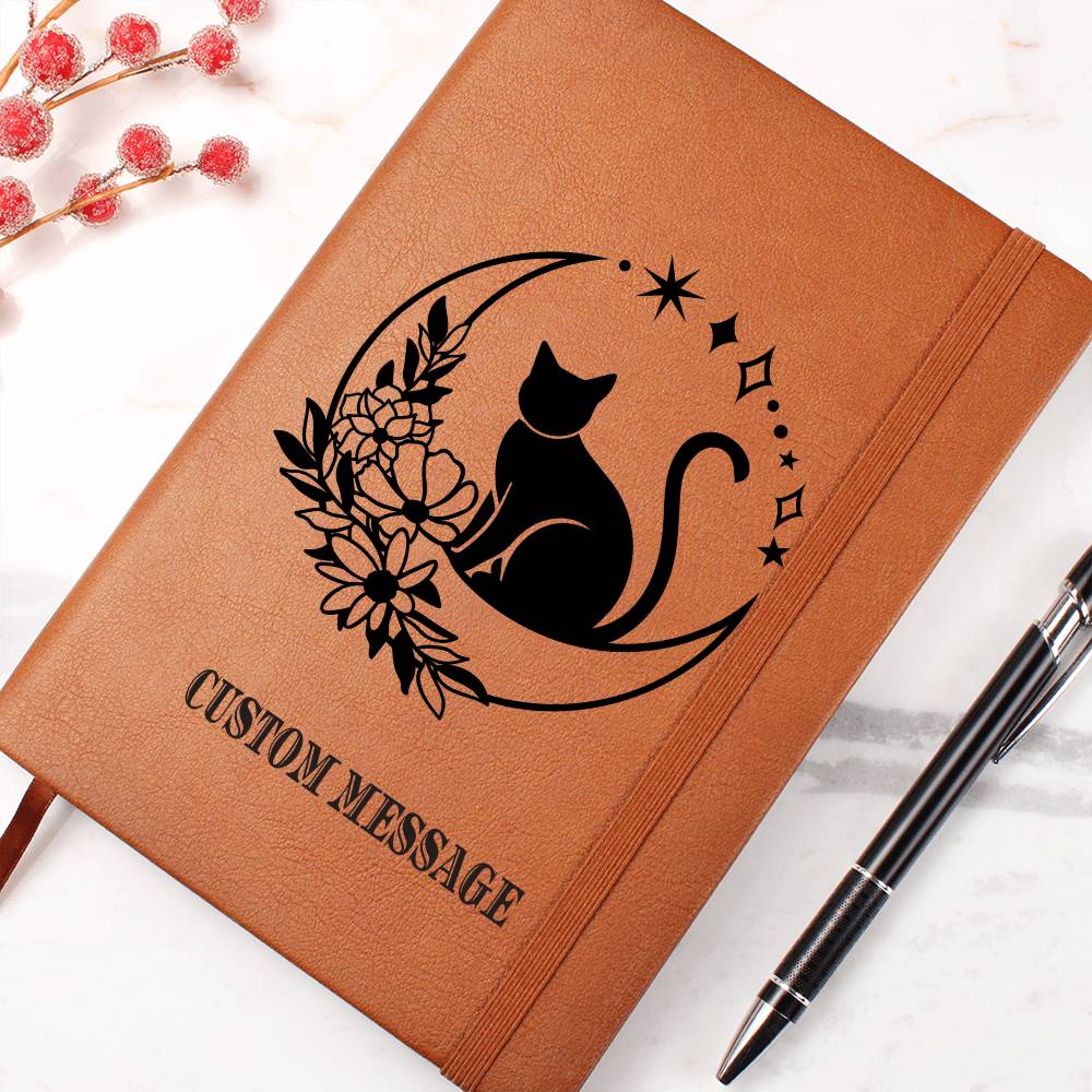 Cat Fan Lover Gift Journal Gift Unique Graphic Vegan Leather Journal - Personalized Gift