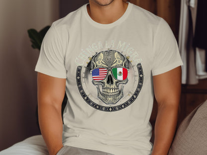 Chinga La Migra Skull Sunglasses Graphic T-Shirt product type