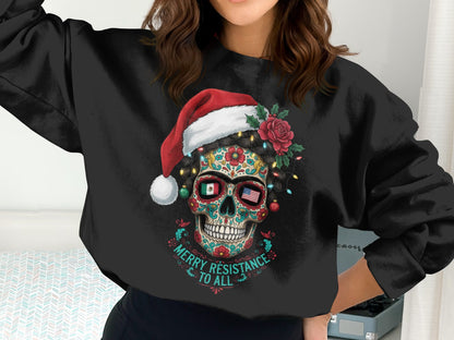 Merry Resistance to All Skull Graphic Sweatshirt