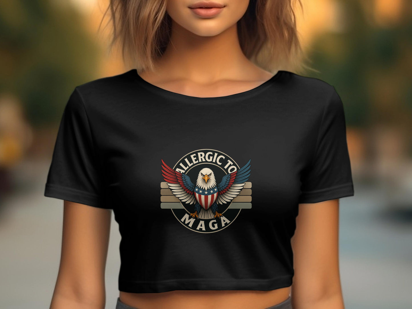 Allergic To MAGA Eagle Graphic Crop Top product