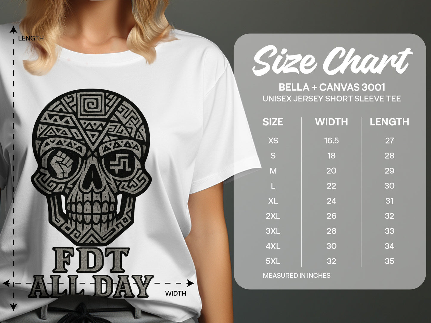 FDT All Day Skull Design Unisex Short Sleeve Tee