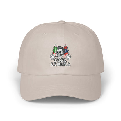Skull with Flames Design Embroidered Dad Hat product