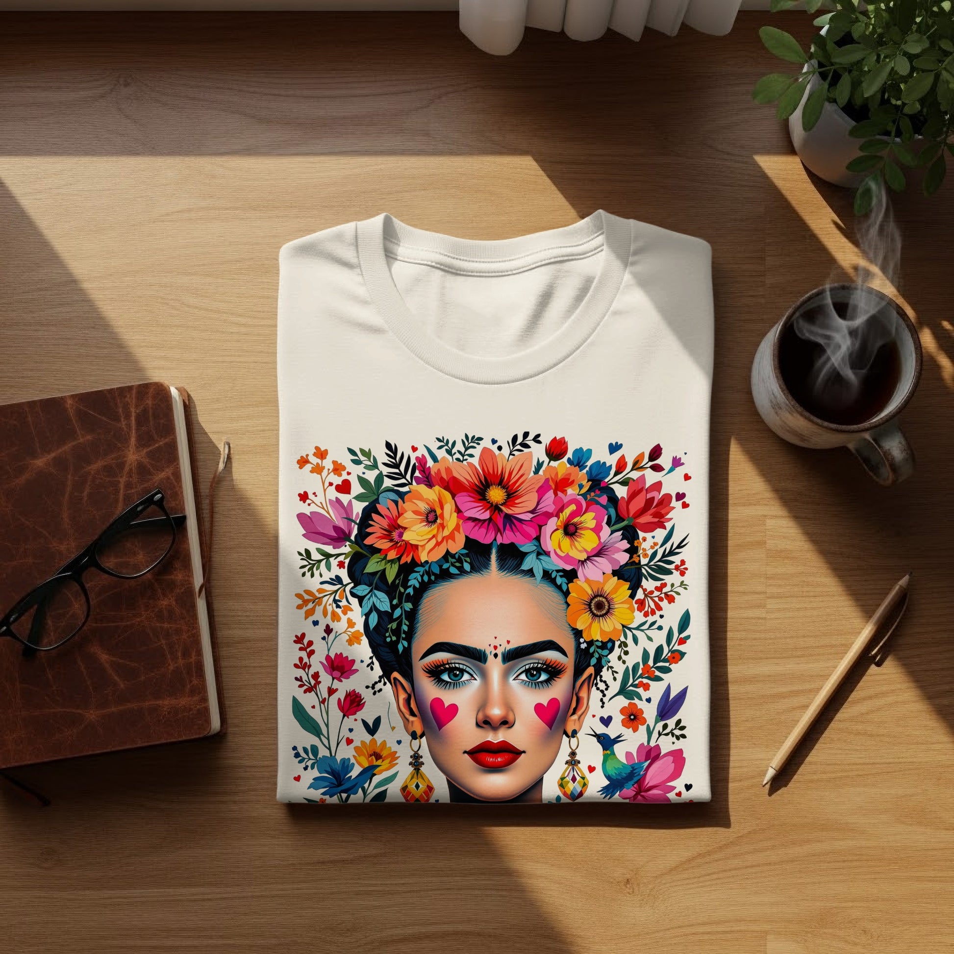 Frida Floral Crown Woman Face Vivid Art product type