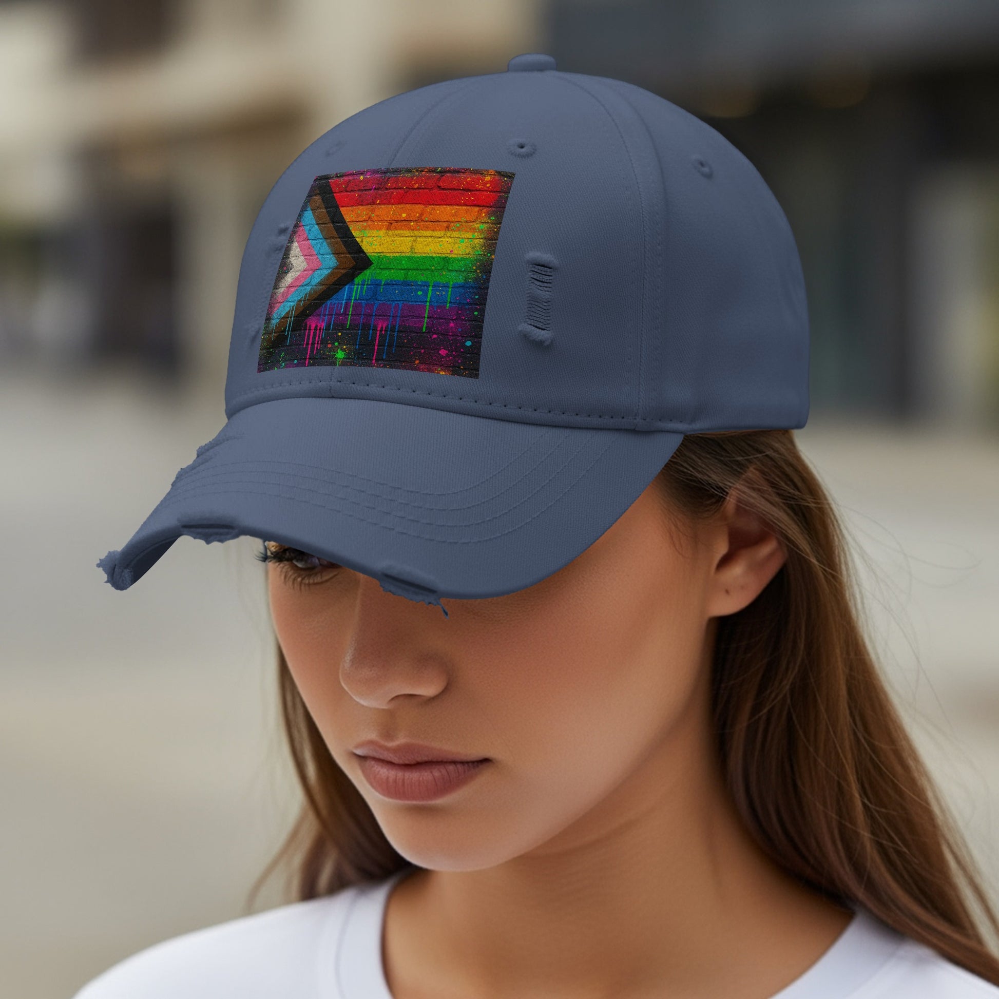 Colorful Geometric Patterned Distressed Cap product