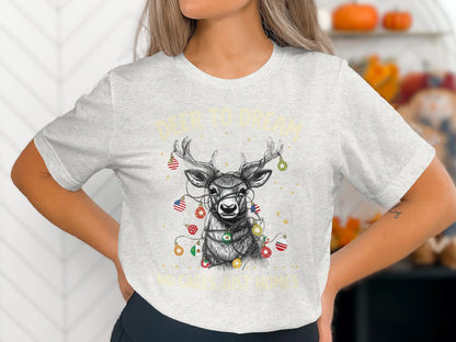 Deer to Dream Graphic Holiday T-shirt product